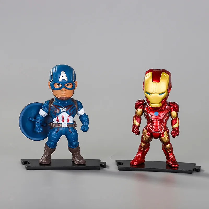 Украшение для дома Marvel Cinematic Q версия Мстителей полный набор стальных игрушек капитан США микро-вид украшения - Цвет: 2PCS