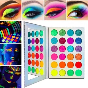 

Hot sale 24 Colors Luminous Eyeshadow Fluorescent Powder Makeup Glitter Eyeshadow Tray Makeup Set for Party