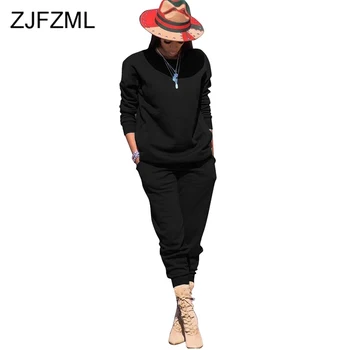 

Causal Solid Two Piece Set Tracksuit Women O Neck Full Sleeve Slim Sweatshirts and Long Pants High Elastic Fall Winter Outfits
