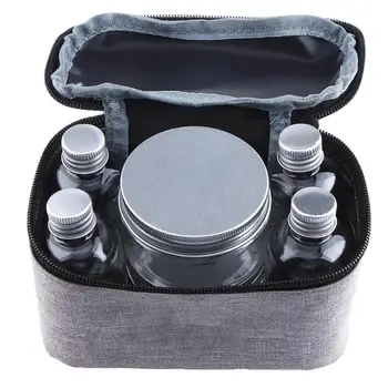 

7pcs Portable Travel Bottles Set Refillable Spray Bottle with Storage Bag Picnic Spice Jar Can Makeup Organizer Empty Bottles
