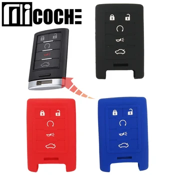 

For Cadillac CTS DTS STS XTS For CHEVROLET Corvette Smart Remote Key Case Cover Silicone 5 Buttons Car Key Shell Black Blue Red