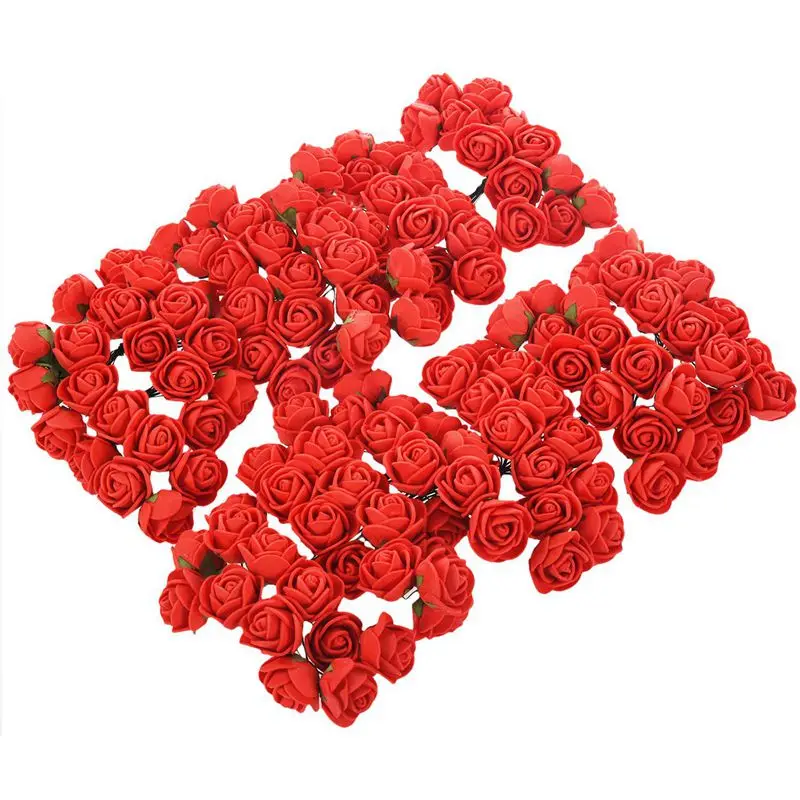 144pcs 2CM PE Rose Foam Mini Flower Bouquet Solid Color/wedding