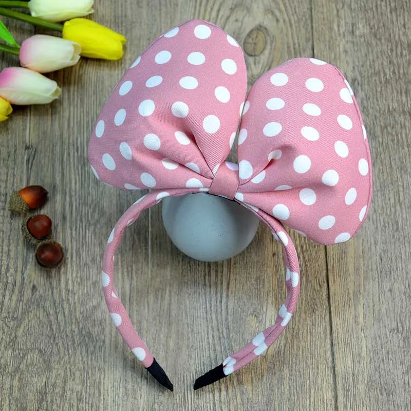 headband brown 1 шт., милая повязка для волос с Микки и Минни, красная волнистая головная повязка с ушками мыши для женщин, банты для волос, аксессуары для дня рождения, праздника - Цвет: headband brown