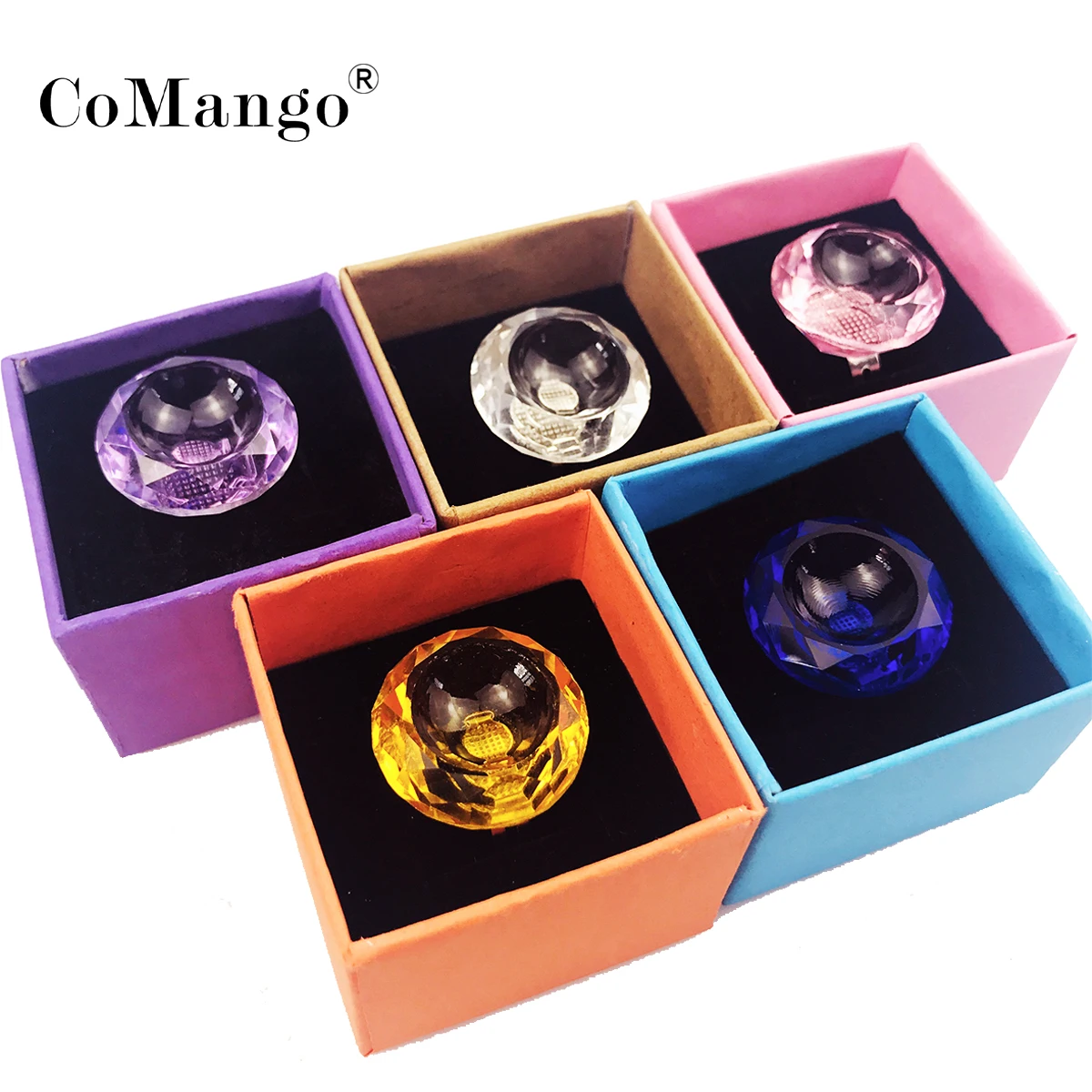 CoMango 속눈썹 조정 가능한 접착제 반지 크리스탈 손가락 반지 접착제 속눈썹 확장 팔레트 홀더 메이크업 도구