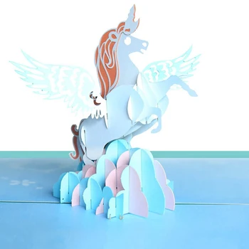 

Unicorn Christmas 3D Cards Letter Pad Paper Up Greeting Holiday Cards Gifts for Xmas/New Year Gift Greeting Cards Papercraft