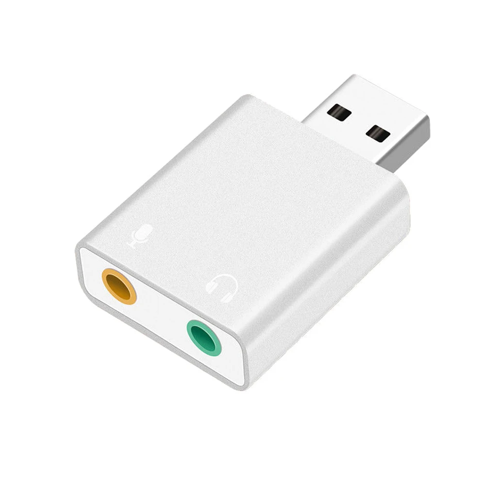 Silver 7,1 USB звуковая карта Внешний адаптер аудио карта 3D стерео 3,5 мм для гарнитуры ПК ноутбук - Цвет: Silver