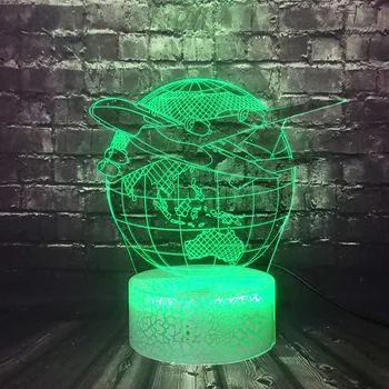 

LED Lamp 3D Optical USB Globe Earth Plan Aircraft Triumph Skies 7 Colors Changing Mood Bulb Pilot Toy Room Decoration Kids Toy
