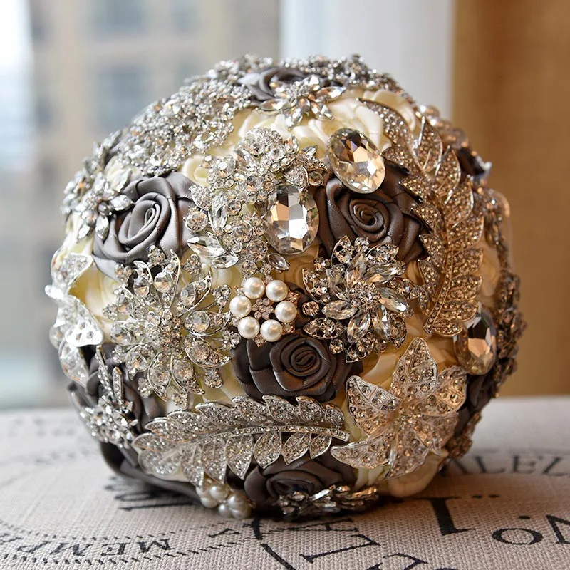 Wedding Bouquet Диаметр 18 см, Европейская и американская мода, букет невесты, подружки невесты, свадебный букет, роскошный кристалл, жемчужная мозаика, букет цветов, свадебные украшения - Цвет: Wedding Bouquet