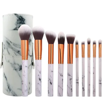 

10Pcs Marble Makeup Brushes Set Kit Blush Powder Eyeshadow Cosmetic Brush Set with Makeup Brush Holder Pincel Maquiagem
