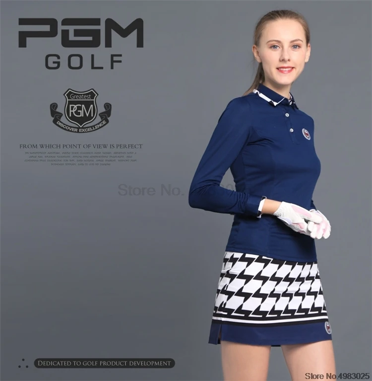 Pgm, женская рубашка для гольфа с длинным рукавом, осенняя, одноцветная, отложной воротник, тонкие топы, женская, дышащая, комфортная, одежда для гольфа AA60457