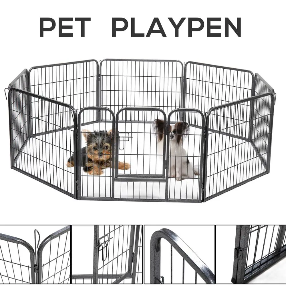 

8 Panels 24" 40'' Pet Products Heavy Duty Foldable Metal Exercise Pen & Pet Playpen Dog Puppy Cat Exercise Fence Barrier PT0169