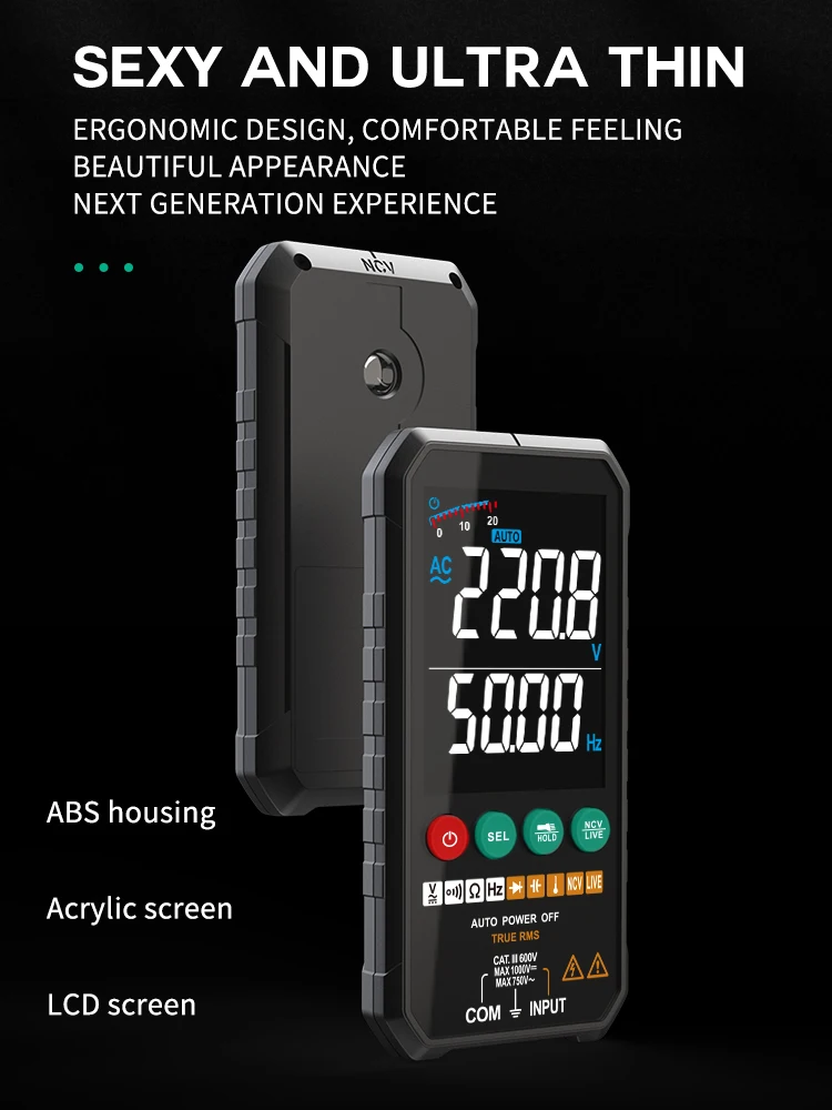 FUYI NEW Generation 600V Digital Multimeter Ture RMS AC DC NCV Smart Multimetro Tester Ohm Capacitance Hz Voltage Meter