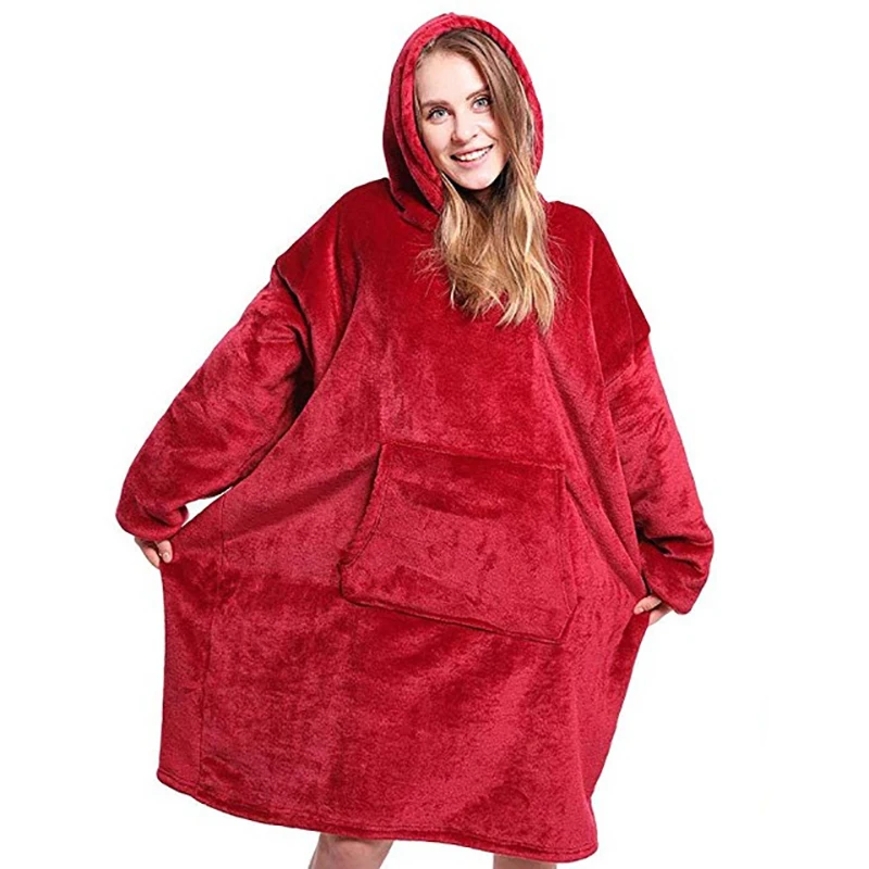 Oversized Hoodies Sweatshirts Women Wearable Hoodie Blanket with Sleeves Fleece Soft Plaid Blanket Winter Hoodies Pullover