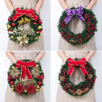 

40cm Christmas Wreath Large Garland Door Wall Ornament DIY Decoration Fake Fruit Pine Christmas Deoration for Home