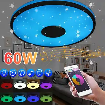 

60W RGB Dimmable Music Ceiling Lamp Remote&APP control Ceiling Lights AC85-265V/220V for home bluetooth speaker LightingFixture