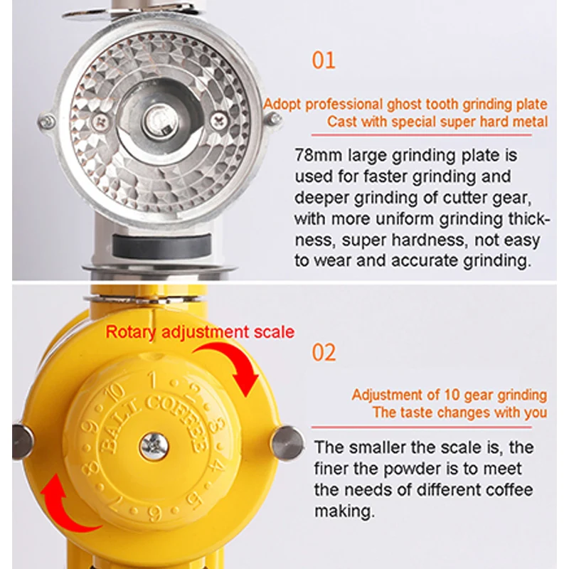 110-220V electric coffee bean grinder N520 household automatic coffee bean grinder detachable 10-speed adjustable fast grinding 5