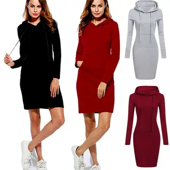

Long Solid Color Womens Sweatshirts Hooded Bodycon Sweatshirt Ladies Hoodies Long Sleeve Casual Jumper