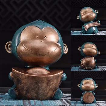 

Monkey Small Animal Money Box Resin Large Cute Cartoon Piggy Bank Coin Safety Children Hucha Gato Roba Monedas Money Box OO50CX