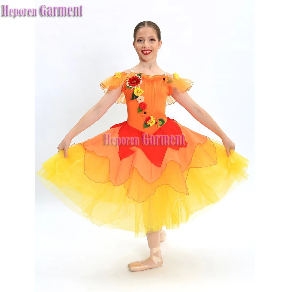 

New Arrival Waltz of the Flowers Ballet's Cinderella TUTU,Nutcracker Fairy Balle Costumes Orange Ballet Ballerina Clothes