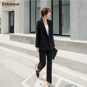 

New Fashion Slim Business Wear Elegant Women Office OL Jacket Set Formal Blazer + Pants Suit Feminino Female