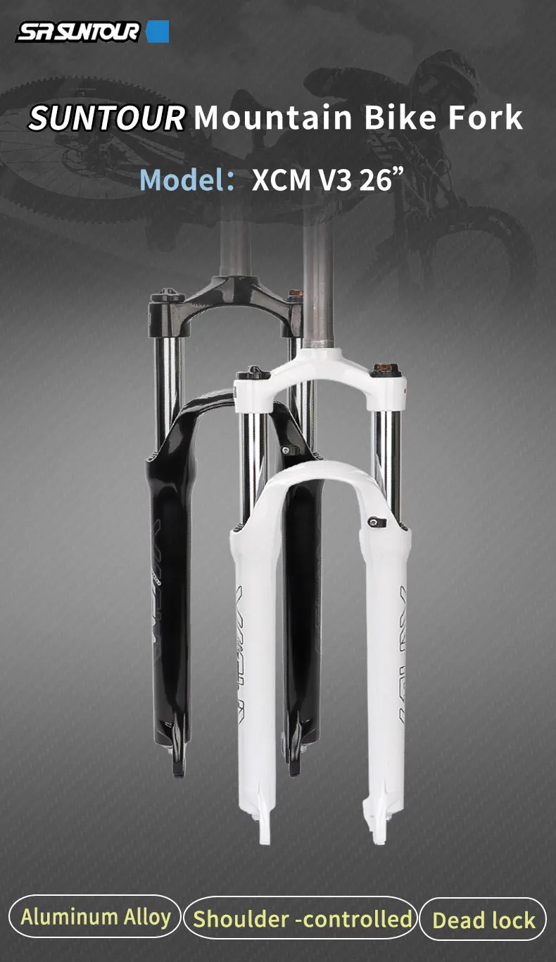 Suntour 프론트 포크 XCM XCT 서스펜션 잠금 쇼크 스트로크, 숄더 와이어 스프링 자전거 디스크 포크, 26/27.5