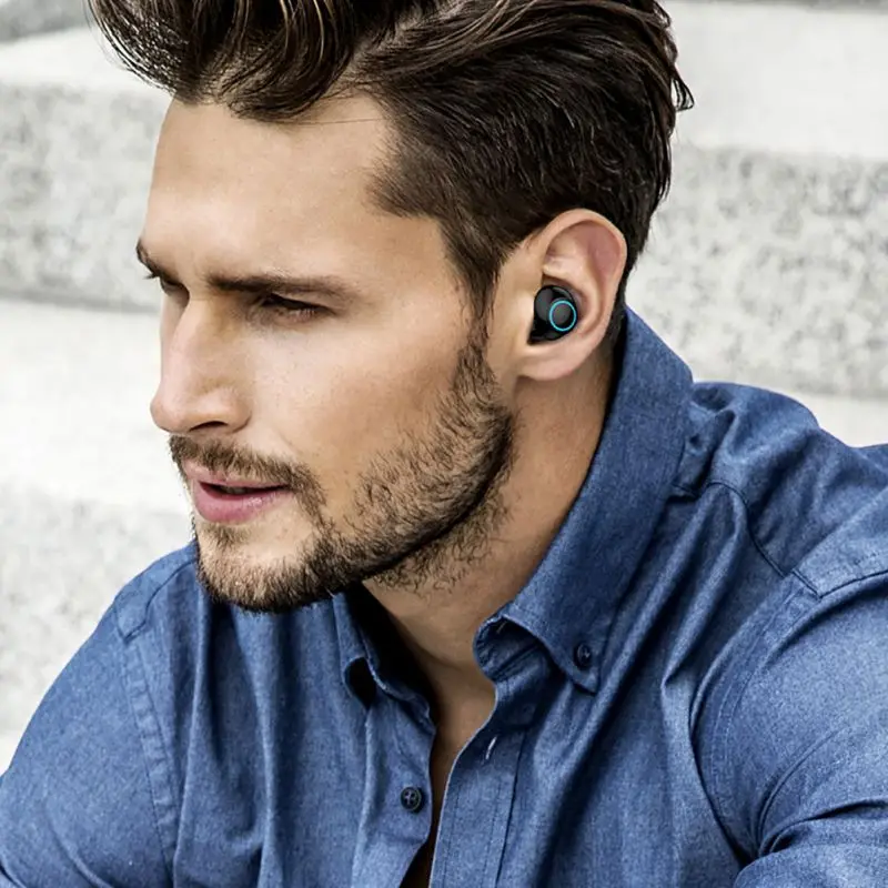 Мини наушники гарнитура с шумоподавителем, для Bluetooth Беспроводные спортивные наушники-вкладыши с зарядным устройством