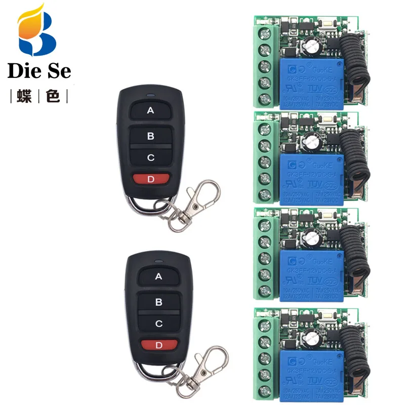 

433MHz Universal Remote Control DC 12V 1CH rf Relay Receiver and Transmitter for Universal Light Control and Remote Bulb Control