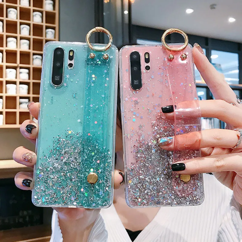Блестящий чехол на запястье для Huawei P40 Lite P30 Pro чехлы бампер Nova 5T 3 3i 2i Mate 30 20 10 P10