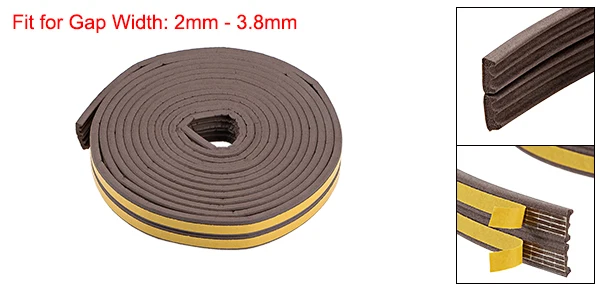 Brown 9mmx4mmx3m Uxcell 2 шт. пенопластовая лента для уплотнения клейкая лента EPDM 9 мм ширина 4 мм толщина 2,5 м 5 м длина 3 м ширина зазора 2 мм-3,8 мм 4 цвета - Цвет: Brown 9mmx4mmx3m