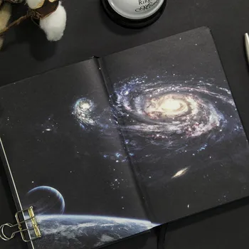 

Creative universe starry planet hand account book diary full color page illustration hardcover diary color page notebook