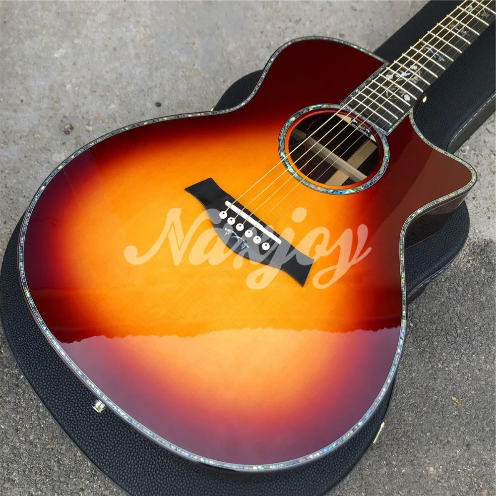 Акустическая гитара Abalone Sunset 916, гриф из черного дерева, электрогитара ra acustica, топ из твердой ели