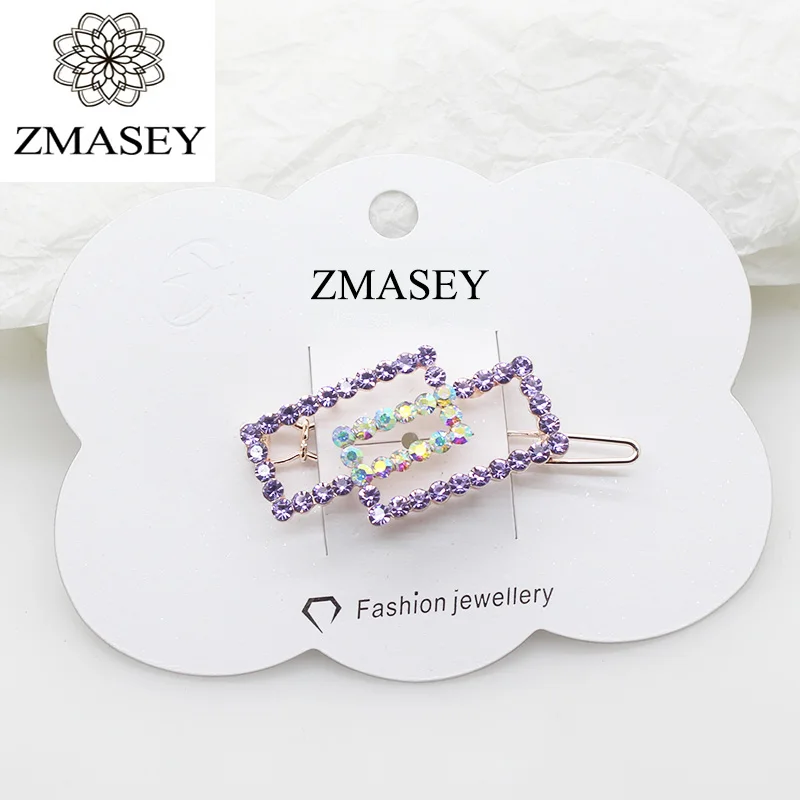 No.2-Light purple ZMASEY 1 шт. высококачественная металлическая заколка для волос с кристаллами Модные женские заколки для волос заколка шпилька аксессуары для волос - Цвет: No.2-Light purple