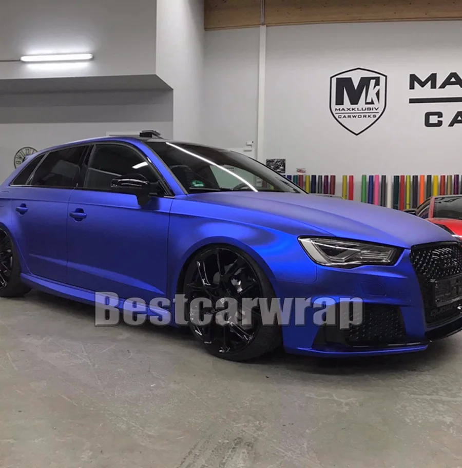 

3M quality Satin Chrome Ice blue Vinyl Wrap Car wrap Covering with Air Bubble Free / initial Low tack glue PROTWRAPS 1.52x18m