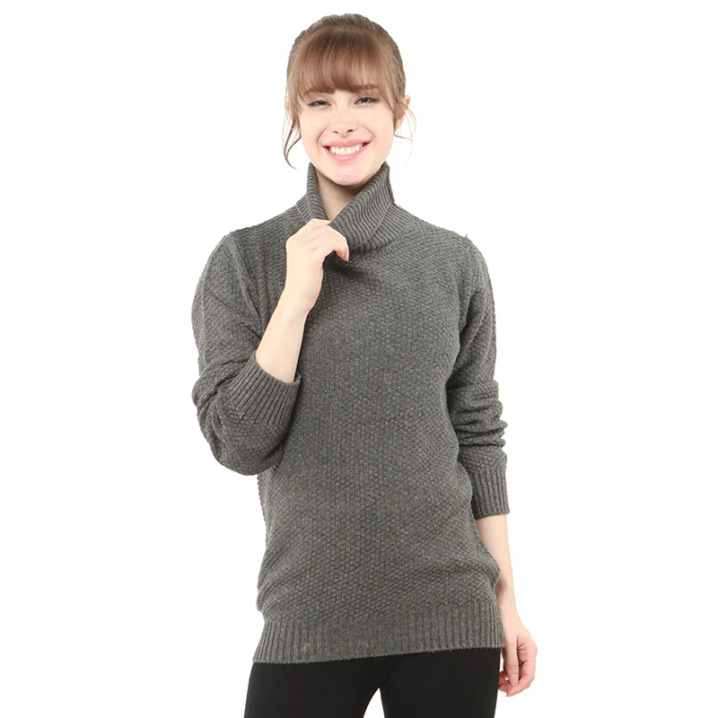 LONGMING мериносовая шерсть Зимний женский свитер с высоким воротом Пуловер Женская зимняя одежда джемпер вязаный кашемировый свитер - Цвет: Grey