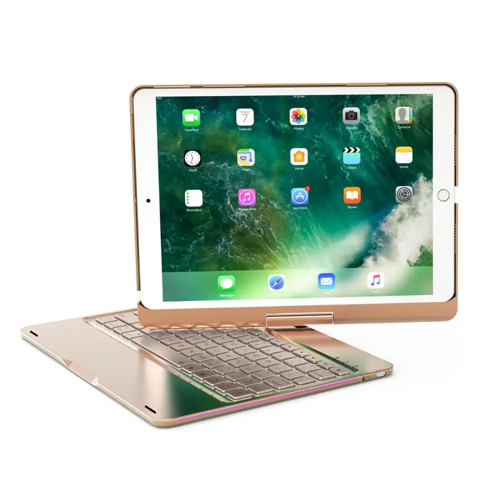 For iPad Pro 10.5'' Rotate Colorful Backlight Wireless Bluetooth Keyboard Case Cover For iPad Pro 1