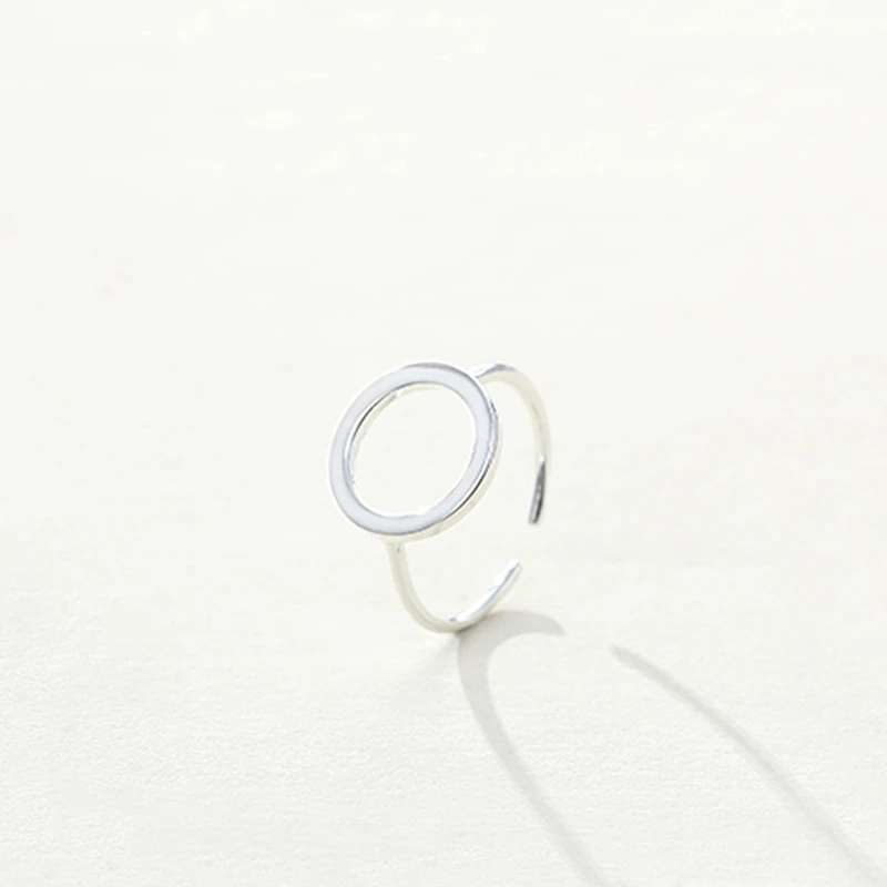 

Real 925 Sterling Silver Geometric Hollow Round Adjustable Ring Minimalist Fine Jewelry For Women Party Punk Accessories