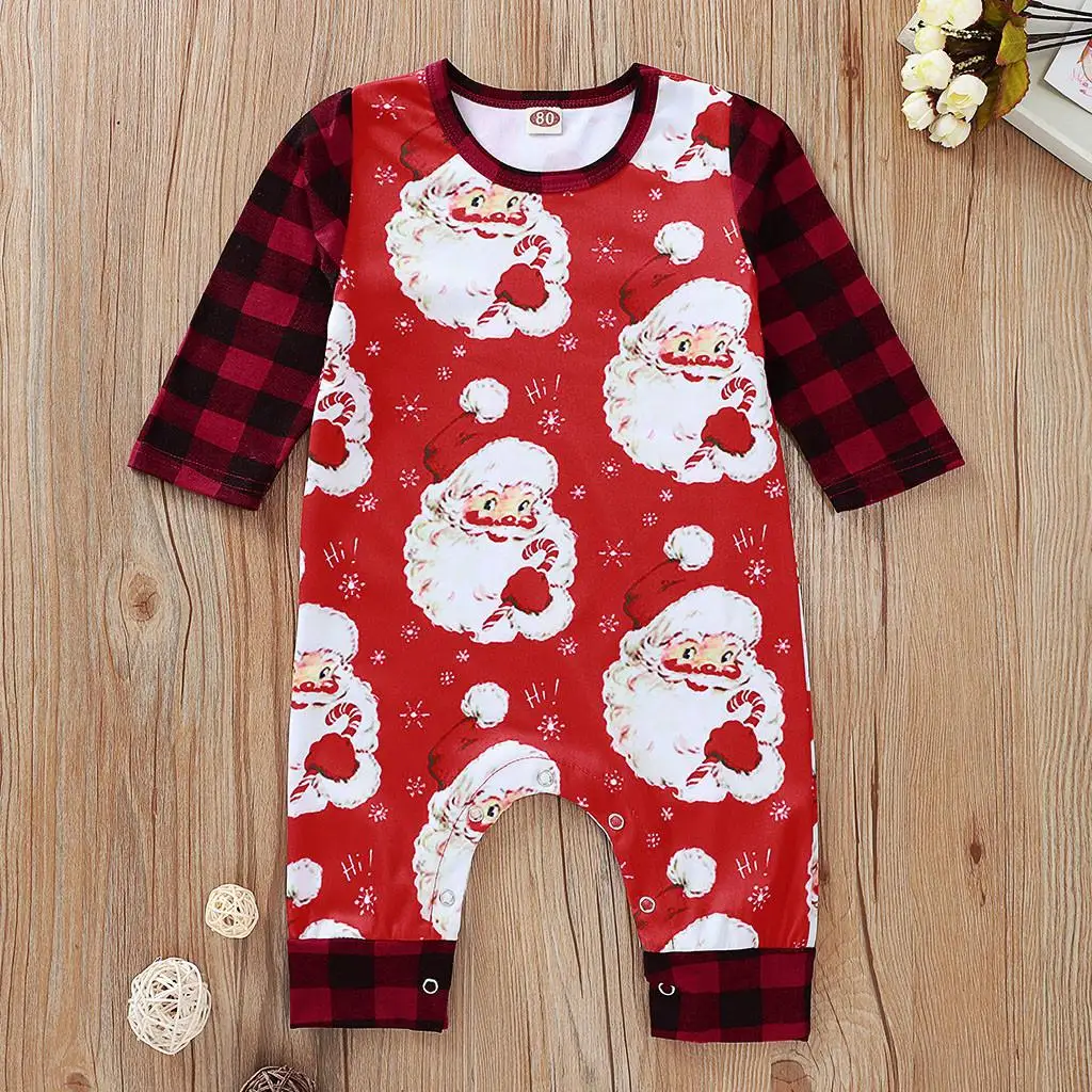 Одежда для малышей; коллекция года; комбинезоны с длинными рукавами для детей; Roupas De; Рождественский комбинезон с принтом Санта-Клауса для маленьких мальчиков и девочек - Цвет: D