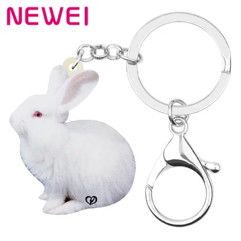 

Newei Acrylic White Easter Hare Rabbit Bunny Keychains Cute Animal Keyring Jewelry For Women Teen Trendy Bag Car Accessories