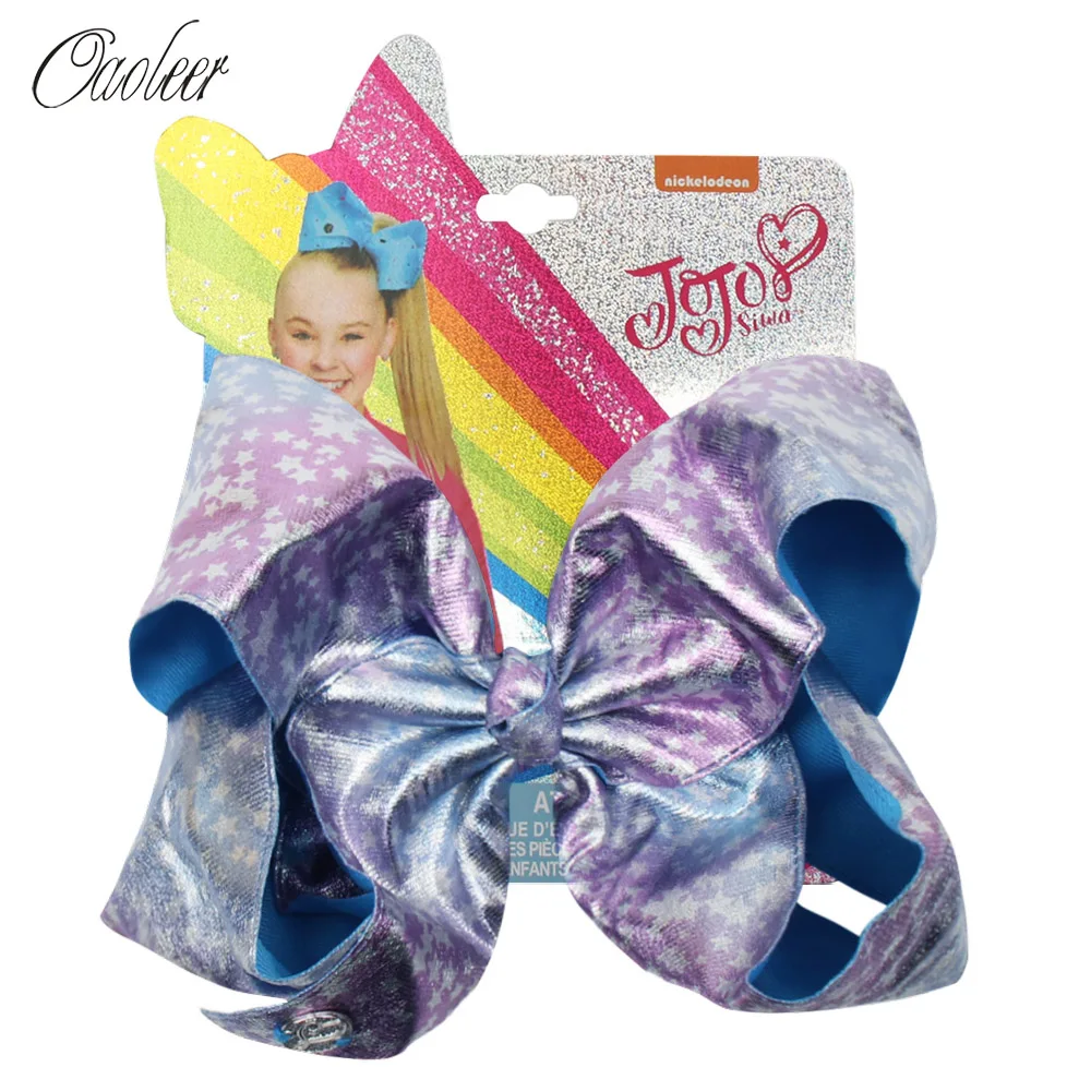 

Oaoleer Hair Accessories 7 Inch jojo siwa Bows for Girls Stars Printed Leather JOJO BOWS with Clips Handmade Girls Hair Bows