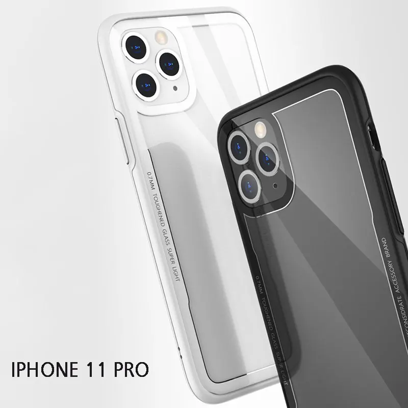 Для iPhone 11 Pro Max чехол из закаленного стекла противоударный прозрачное стекло