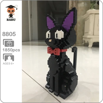 

Babu 8806 Cartoon JiJi Black Cat Sit Animal Pet 3D Model 1780pcs DIY Diamond Mini Building Blocks Bricks Toy for Children no Box
