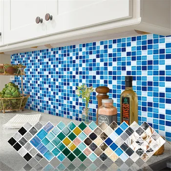 

10*10CM*15PCS Mosaic Wall Stickers Decorative Crystal Film Bathroom Kitchen Oil Proof DIY Adhesive Vinyl Wallpaper Home Design