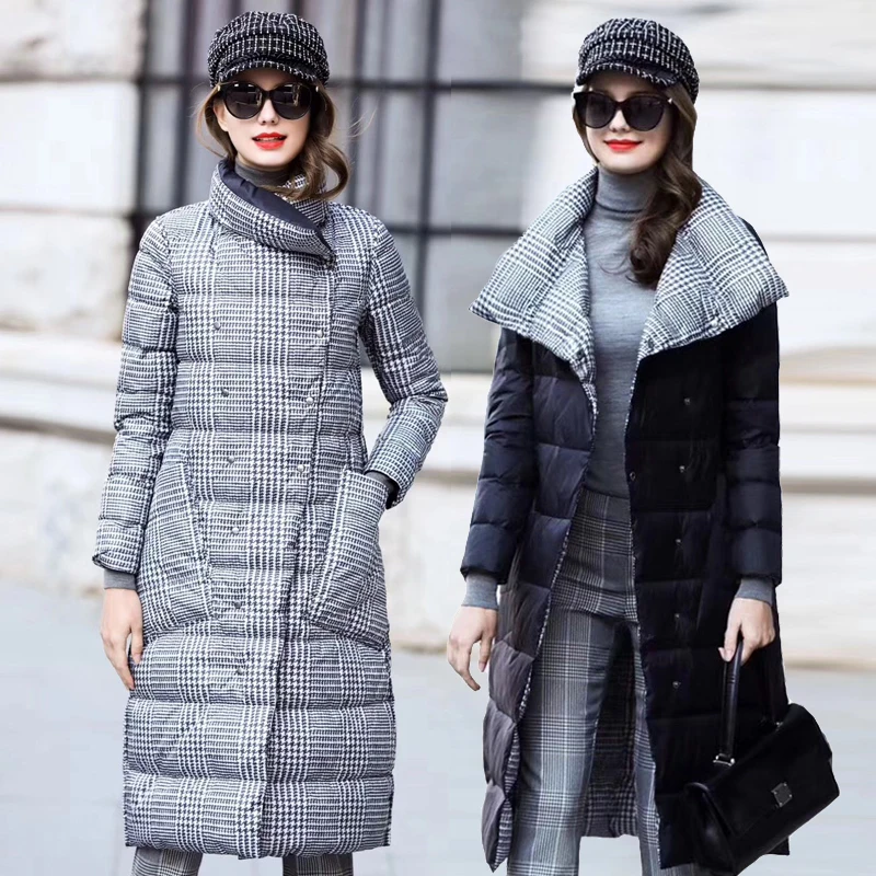 Best Price Duck Down Jacket Women Winter Long Thick Double Sided Plaid Coat Female Plus Size Warm Down Parka For Women Slim Clothes 2019 Best Price Duck Down Jacket Women Winter Long Thick Double Sided Plaid Coat Female Plus Size Warm Down Parka For Women Slim Clothes 2019