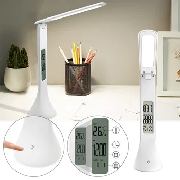 

Led Table Lamp Dimmable Touch Desk Lamp Reading Light With Calendar Temperature Alarm Clock Eye Protection Home Night Light