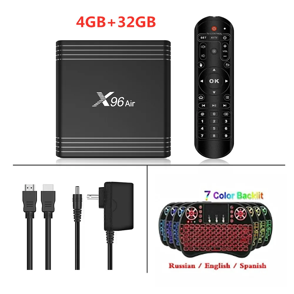4GB32GB Add I8 Android 9.0 TV BOX X96 Air Amlogic S905X3 4GB 64GB 4GB32GB Wifi 4K 8K 24fps Netflix X96Air 2GB 16GB Set Top Box Pk T95 - Цвет: 4GB32GB Add I8