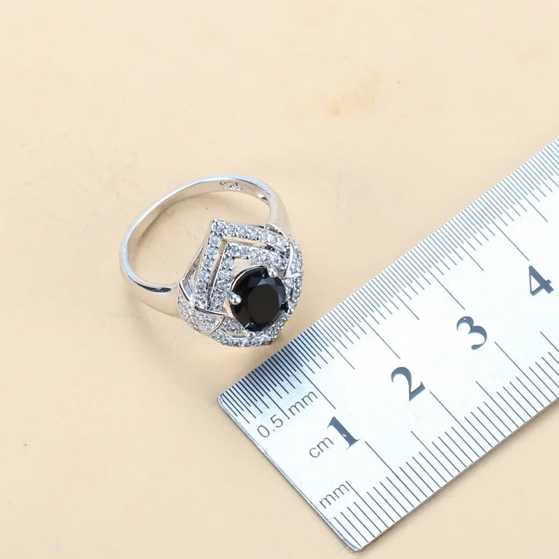 European And American Fashion Dinner Accessories 925 Sterling Silver Black Zircon Jewelry Sets For Women Free Gift Box