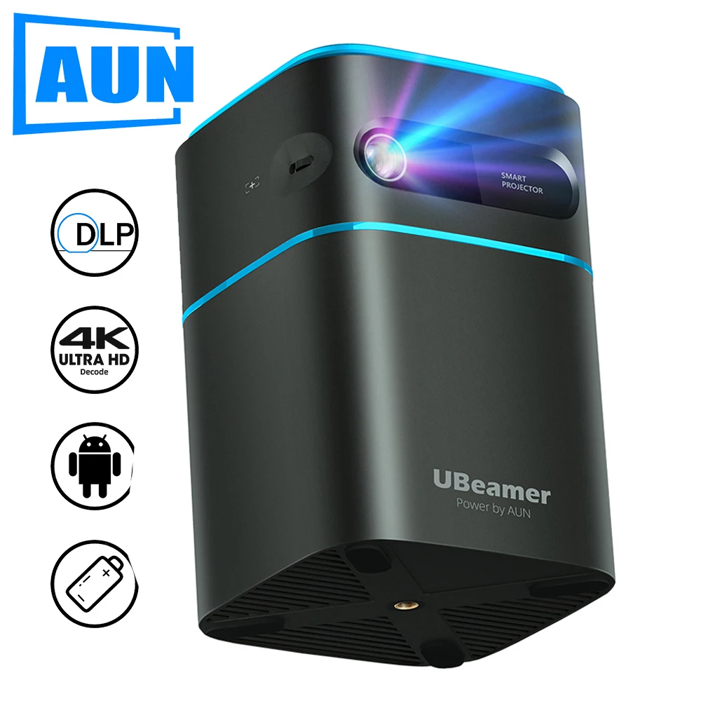 AUN MINI Projector Android 9 Beamer Ubeamer 1 Pro 4K Video Projector Decode Home Theater Beam Projector for Home Phone 7000mAh|LCD Projectors| - AliExpress