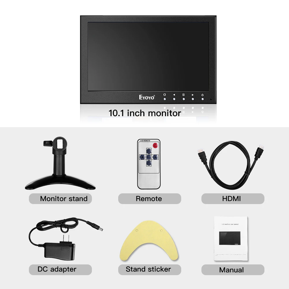 EYOYO EM10Y 10," ips 1024X600 CC ТВ монитор HDMI Компьютер ТВ дисплей ЖК-экран с AV VGA BNC для ПК DVR DVD камера безопасности