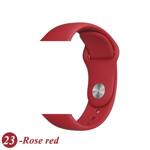 23-Rose red Ремешок для Apple Watch 44 мм 40 мм iWatch 4 ремешок 38 мм 42 мм спортивный силиконовый ремень браслет correa Apple watch 5 4 3 2 аксессуары - Цвет ремешка: 23-Rose red