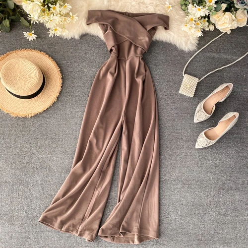 Новая мода Женская одежда комбинезоны комбинезон для женщин - Цвет: Light Brown